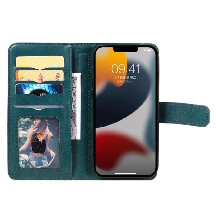 OEM - iPhone 14 Plånboksfodral KT PU Läder - Grön