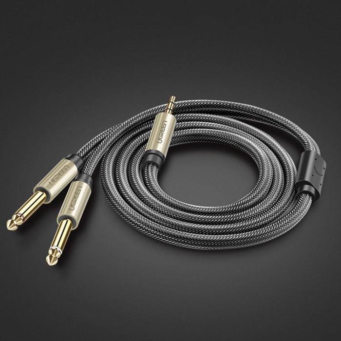 Ugreen - Ugreen Audio Kabel Mini Jack 3.5 mm Till 2 x jack 6.35 mm 1m - Grå