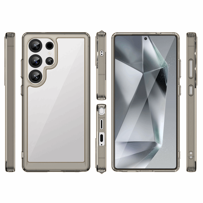 OEM - Galaxy S25 Ultra Mobilskal Outer Space med Ram - Transparent/Svart