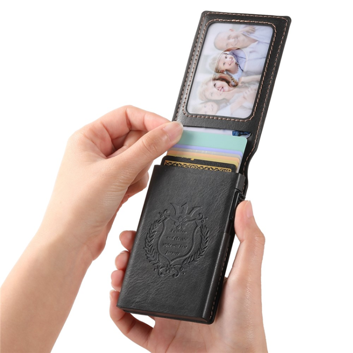 SUTENI - SUTENI Korthållare Automatiskt Pop-Up Metall Imprint Waxy Texture