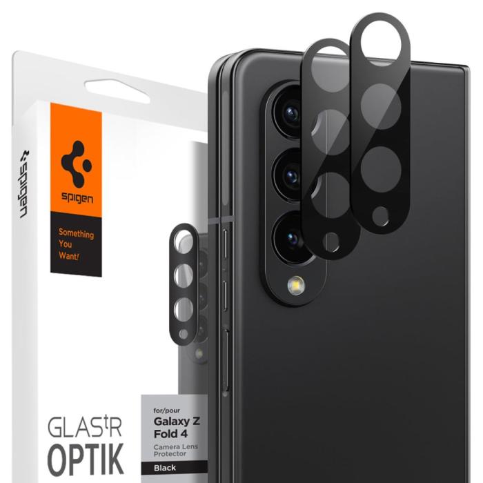 UTGATT - Spigen Galaxy Z Fold 4 Linsskydd OPTIK.TR 2-Pack - Svart