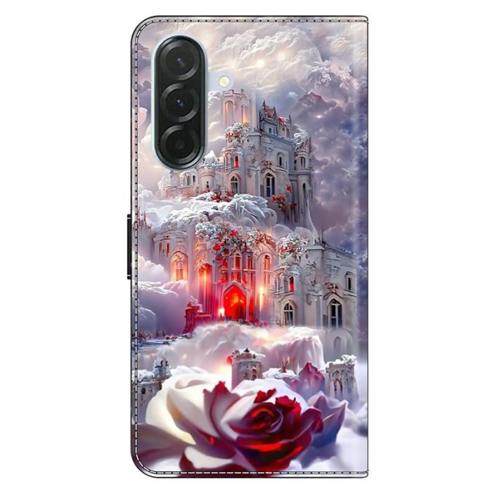 OEM - Samsung Galaxy A37 Plånboksfodral Ställning Mönstertryck Konstläder Castle Vit