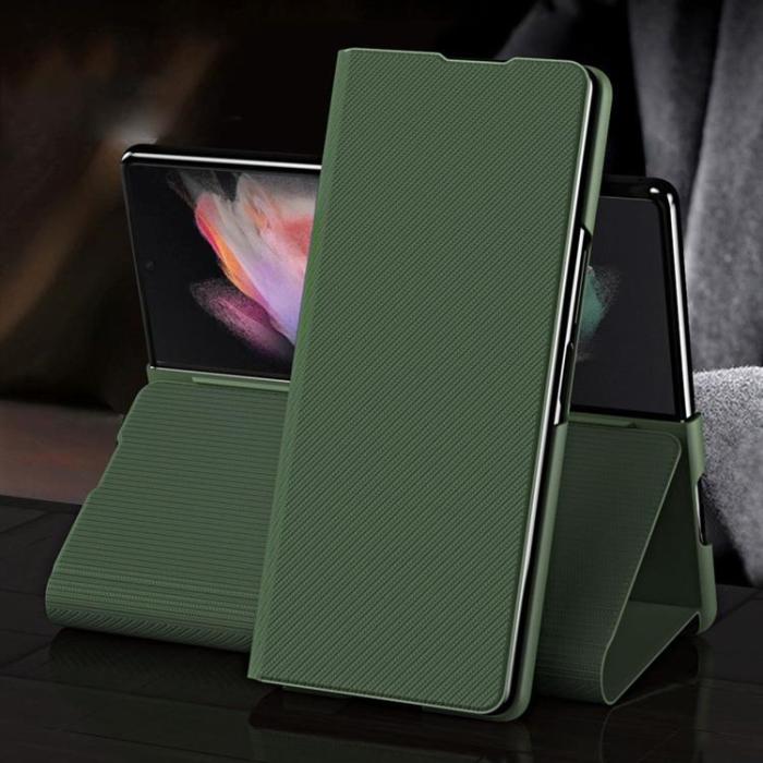 A-One Brand - Galaxy Z Fold 4 Fodral Kevlar Texture Folio Flip - Grön