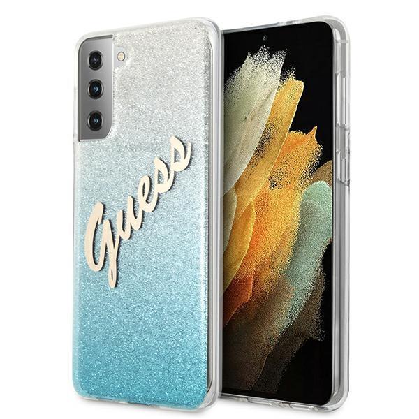 Guess Skal Galaxy S21 Plus Glitter Gradient Script - Blå | 2353 | AlltMobil