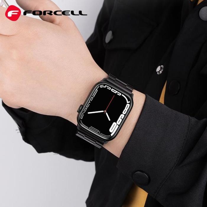 Forcell - Forcell Apple Watch (42/44/45/49mm) Armband F-Design - Svart