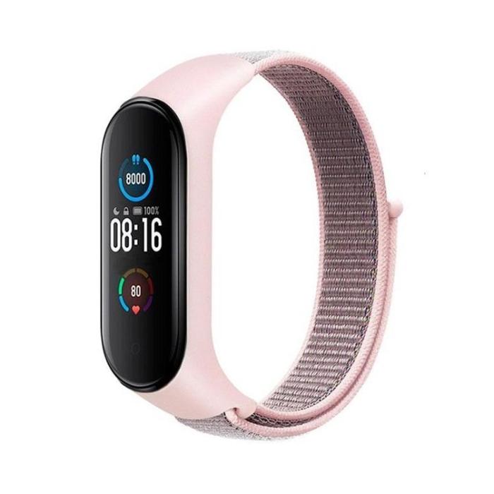 OEM - Xiaomi Mi Smart Band 5/6/7 Armband Nylon 07 - Rosa