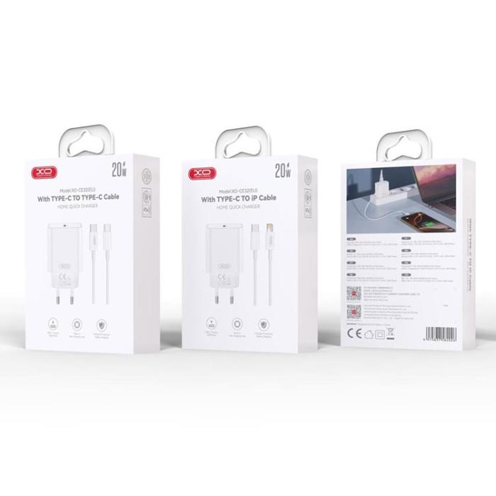 XO - XO Snabbladdare 20W USB-C Med USB-C - USB-C Kabel - Vit
