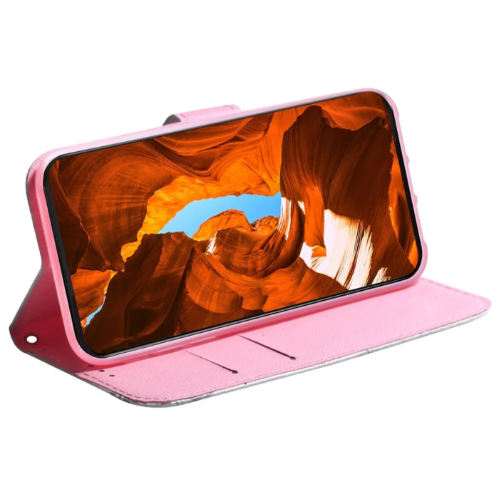 Taltech - iPhone 15 Pro Plånboksfodral med Tryck - Rosa Blomma