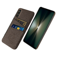 A-One Brand - Sony Xperia 1 VII Mobilskal med Dual Kortfack Tyg + PC - Brun