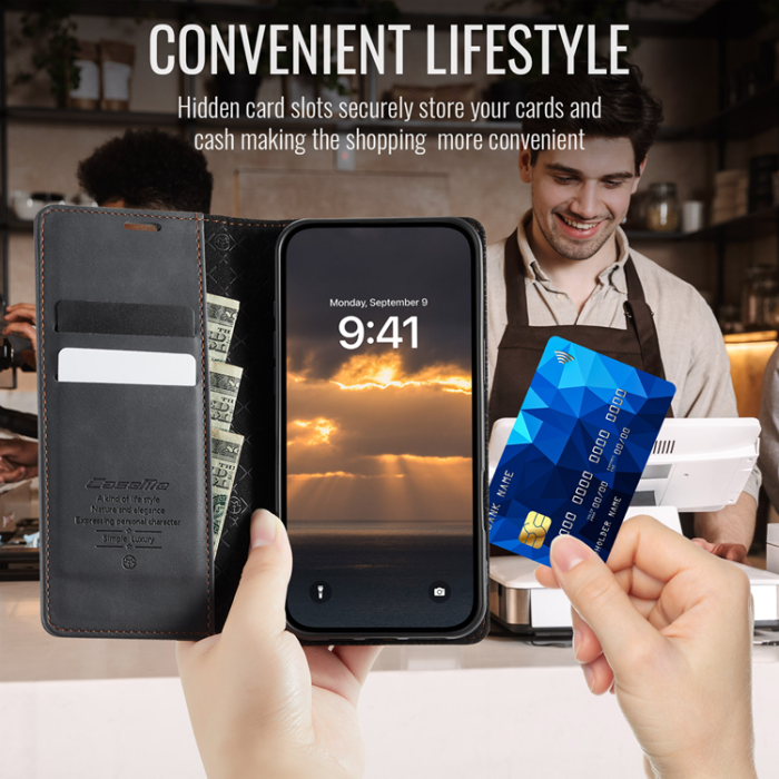Caseme - Caseme iPhone 17 Plånboksfodral RFID Blocking 033 Series - Svart