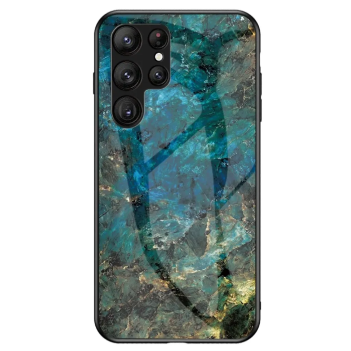 OEM - Galaxy S23 Ultra Skal med en Marmordesign - Mineralblått