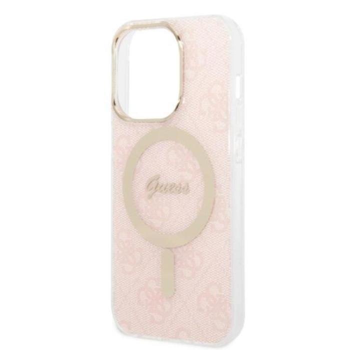 Guess - GUESS iPhone 14 Pro Magsafe Skal Print + Trådlös Laddare - Rosa