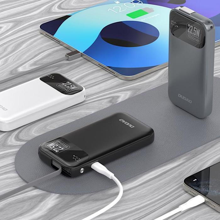 Dudao - Dudao Powerbank 10000 mAh 22.5W PD med Inbyggd Kabel K31 - Grå