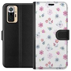 iSecrets - Pl&aring;nboksfodral till Xiaomi Redmi Note 10 Pro med Blommor och fj&auml;rillar