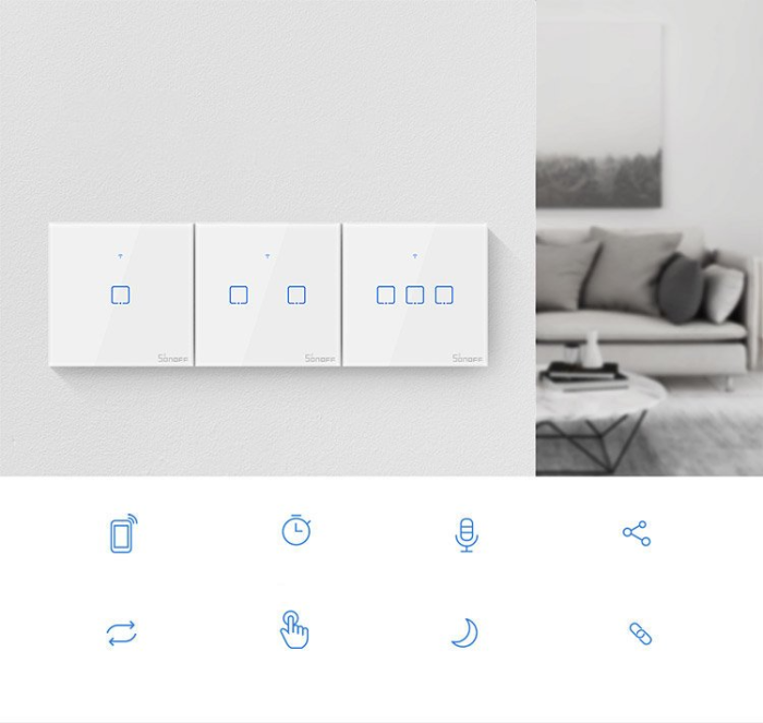 Sonoff - Sonoff Wi-Fi Smart Switch T3EU1C-TX - Svart