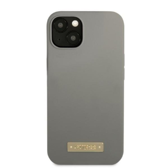 Guess - Guess iPhone 13 Mini Skal MagSafe Silicone Logo Plate - Grå
