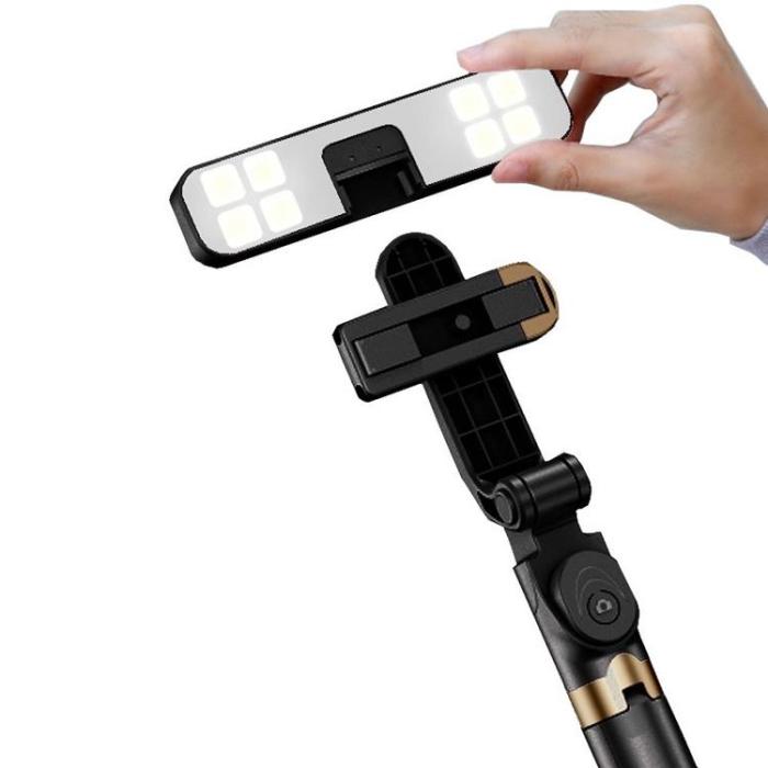 OEM - Selfiestick / Tripod fjärrkontroll med LED light - Svart