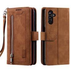 OEM - Pl&aring;nboksfodral f&ouml;r Samsung Galaxy S26 Konstl&auml;der 9 Kortfack - Brun