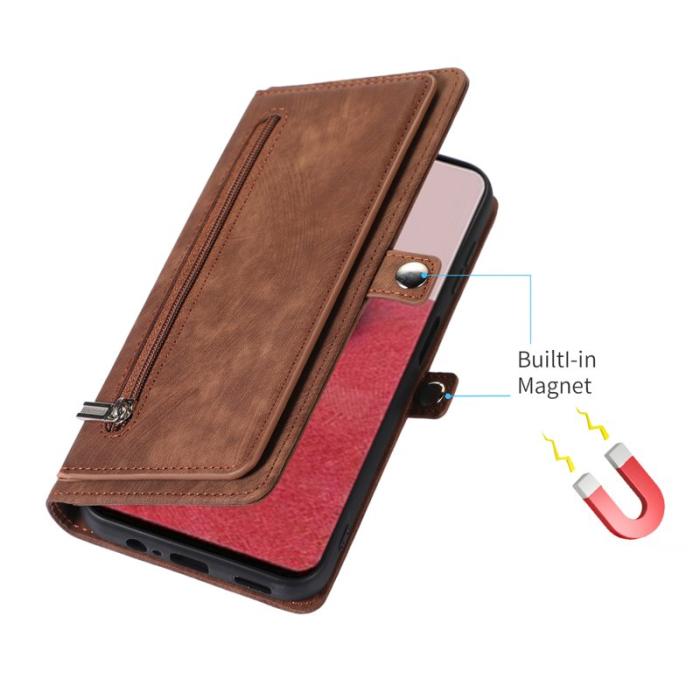 OEM - Mobilfodral för Samsung Galaxy S26 Konstläder 9 kortfack - Brun