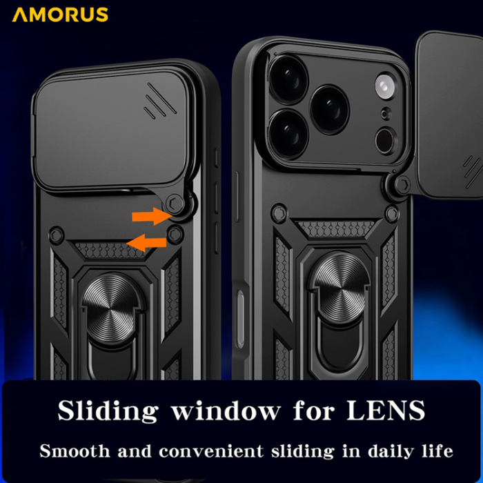 Amorus - AMORUS iPhone 17 Pro Mobilskal Med Kameralinsreglage - Guld