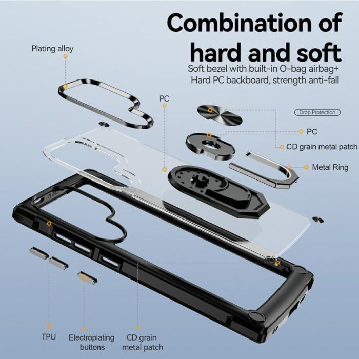 OEM - Mobilskal för Samsung Galaxy S26 Ultra PC + TPU Kickstand - Svart