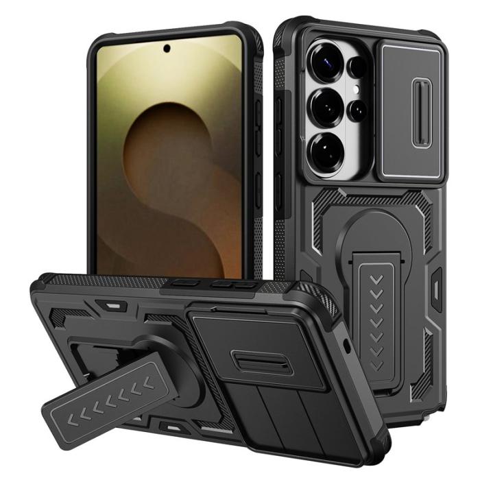 OEM - Mobilskal för Samsung Galaxy S26 Ultra PC + TPU Kickstand - Svart