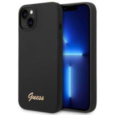 UTAGATT - GUESS iPhone 14 Skal Silicone Vintage Gold Logo - Svart