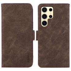 ABEEL - ABEEL Samsung Galaxy S25 Ultra Pl&aring;nboksfodral Konstl&auml;der Brun