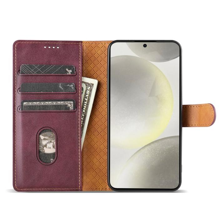 N.BEKUS - N.BEKUS Mobilskal till Samsung Galaxy S26 KonstLäder - Vinröd