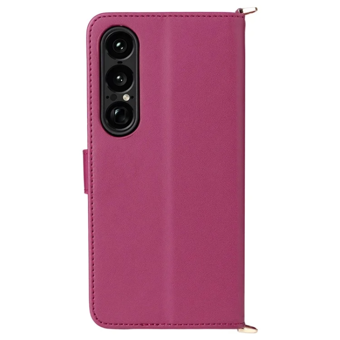 A-One Brand - Sony Xperia 1 VII Plånboksfodral Kickstand med Axelrem - Rosa