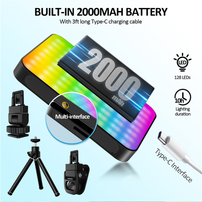 OEM - Magnetisk RGB-Fyllnadslampa Videokonferensbelysning för Mobil XJ77-RGB