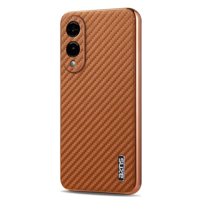 AZNS - AZNS Samsung Galaxy S25 Edge Fodral - Elektropläterad KonstLäder - Brun