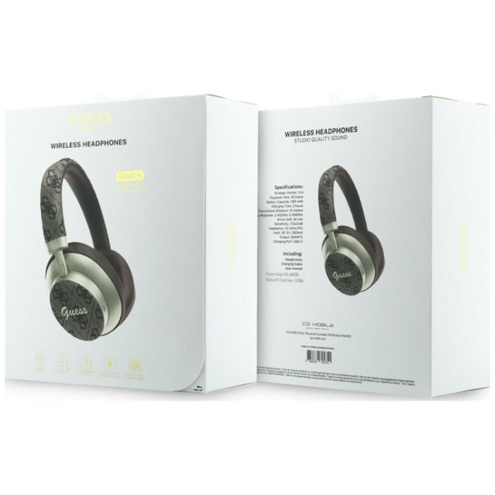 Guess - Guess On-Ear Hörlurar Bluetooth ENC 4G Gold Script Metal - Brun