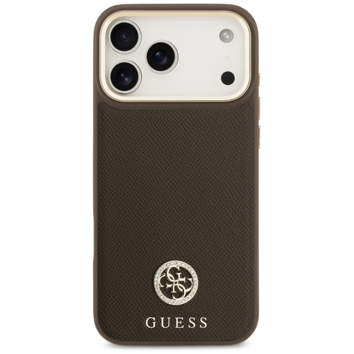 Guess - Guess iPhone 17 Pro Mobilskal Magsafe Grained Strass Logo - Brun