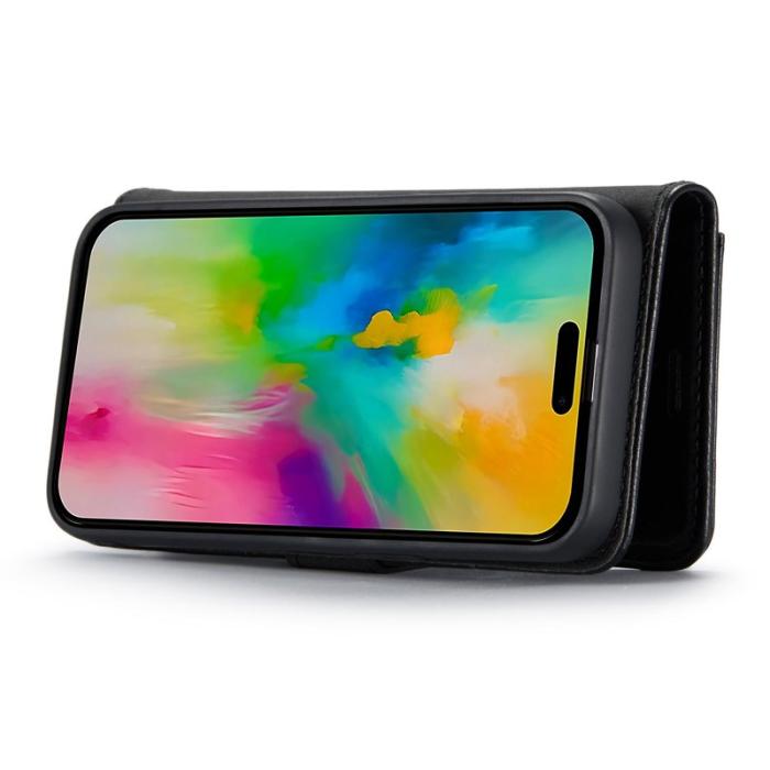 DG.MING - DG.MING iPhone 16 Pro Plånboksfodral Avtagbart Äkta läder - Svart