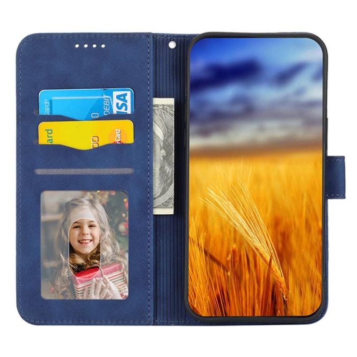 DIERFENG - DIERFENG DF-03 Plånboksfodral i Konstläder för iPhone 15 Plus - Blå