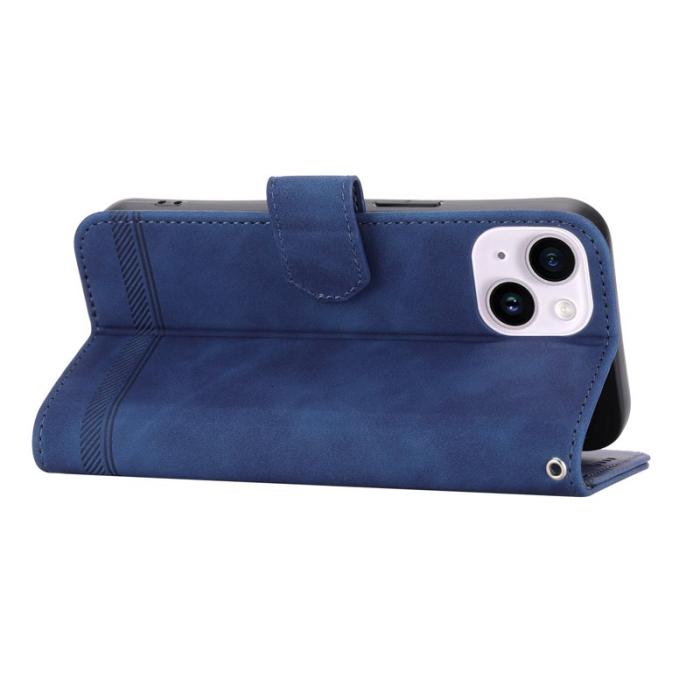 DIERFENG - DIERFENG DF-03 Plånboksfodral i Konstläder för iPhone 15 Plus - Blå