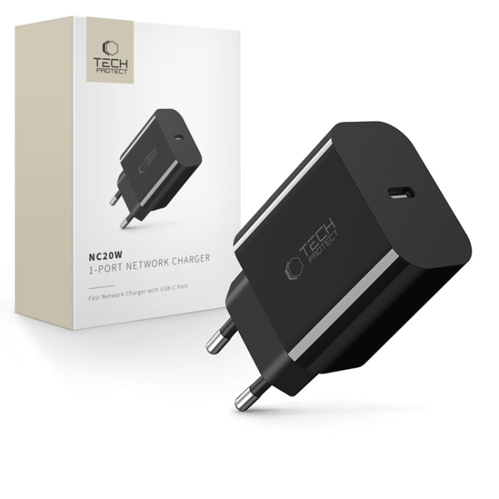 Tech-Protect - Tech Protect Väggladdare USB-C 20W - Svart