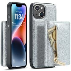 DG.MING - DG.MING M3 Series iPhone 15 Konstl&auml;der Pl&aring;nboksfodral Magnetiskt Silver