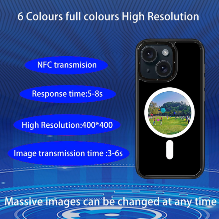 A-One Brand - iPhone 15 Mobilskal MagSafe E-Ink NFC 6-Färgad TPU + PC