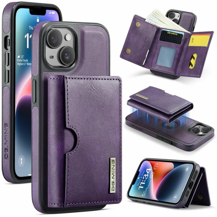 DG.MING - DG.MING M6 Series Mobilskal till iPhone 14 Plus Magnetiskt Plånboksfodral Lila