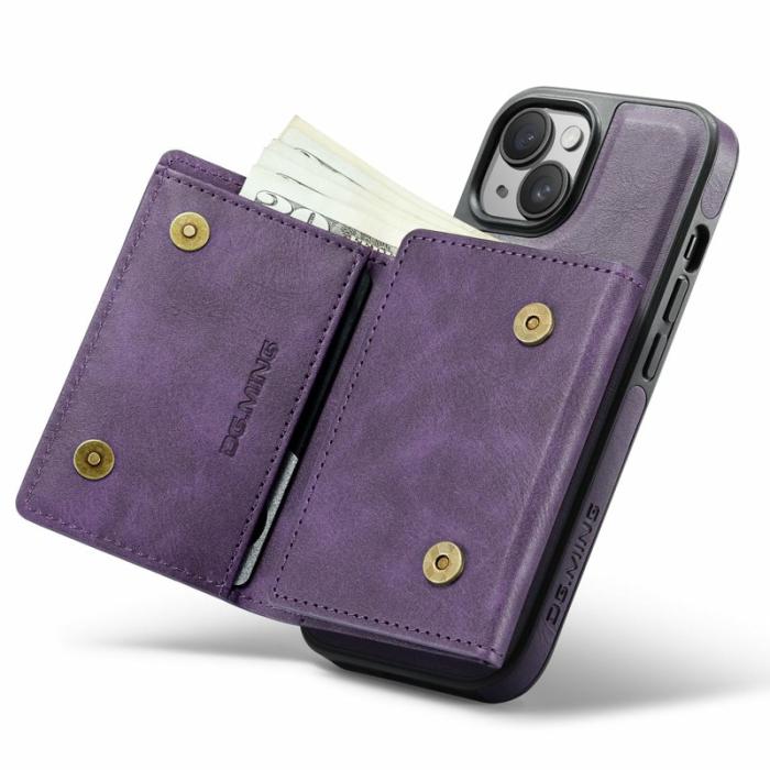 DG.MING - DG.MING M6 Series Mobilskal till iPhone 14 Plus Magnetiskt Plånboksfodral Lila