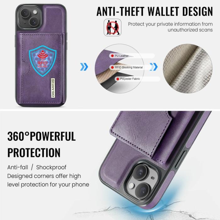 DG.MING - DG.MING M6 Series Mobilskal till iPhone 14 Plus Magnetiskt Plånboksfodral Lila