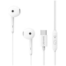 USAMS - USAMS In-Ear Stereo H&ouml;rlurar USB-C 1.2m EP-50 - Vit