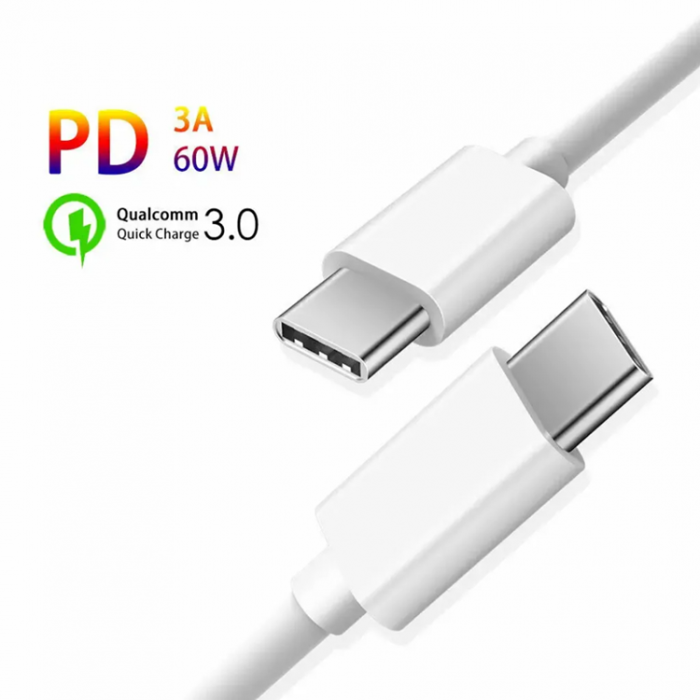 SiGN - SiGN USB-C till USB-C Kablar 60W 2m - Vit