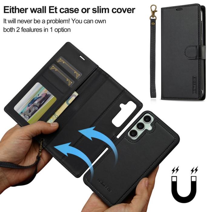 LC.imeeke - LC.IMEEKE L2 Series Samsung Galaxy A36 Plånboksfodral Konstläder - Svart