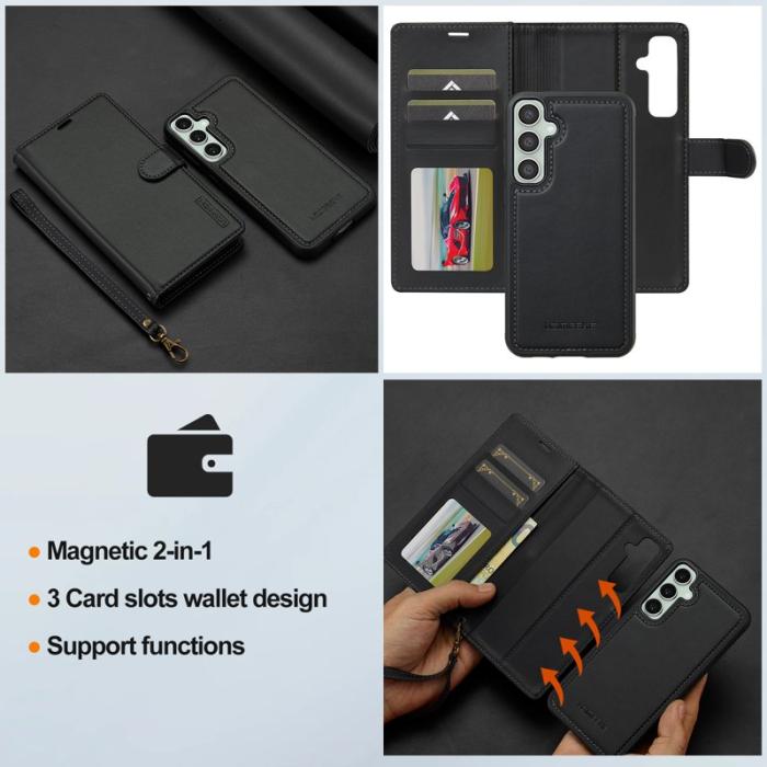 LC.imeeke - LC.IMEEKE L2 Series Samsung Galaxy A36 Plånboksfodral Konstläder - Svart