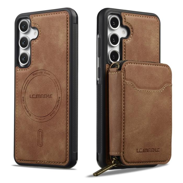LC.imeeke - LC.IMEEKE L6 för Samsung Galaxy S23 FE Plånboksfodral Konstläder - Brun