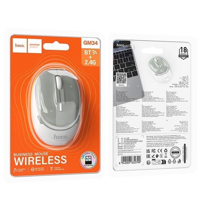 Hoco - Hoco Trådlös Datormus 2.4G 1600 DPI GM34 - Vit