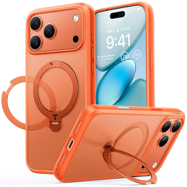 TORRAS Mobilskal till iPhone 17 Pro MagSafe Rotating Kickstand - Orange | 2353 | AlltMobil